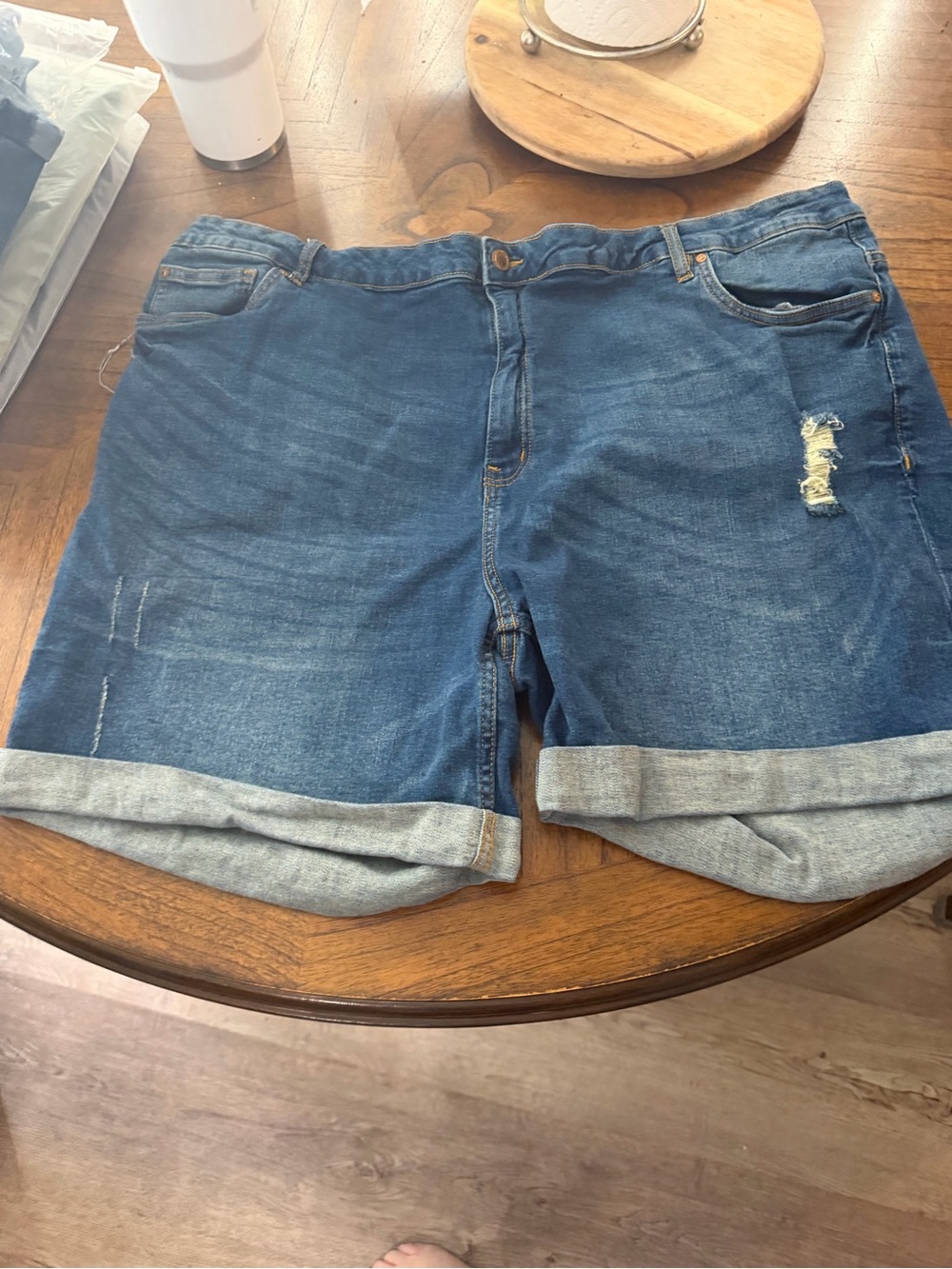 Women’s Plus Size Blue Denim Rolled Hem Shorts